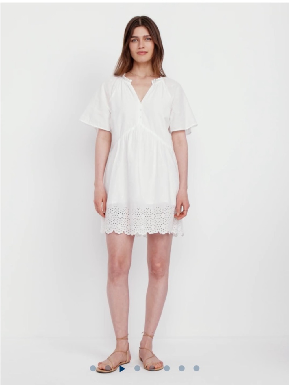 Old Navy Split-Neck Mini Swing White Eyelet Babydoll Dress